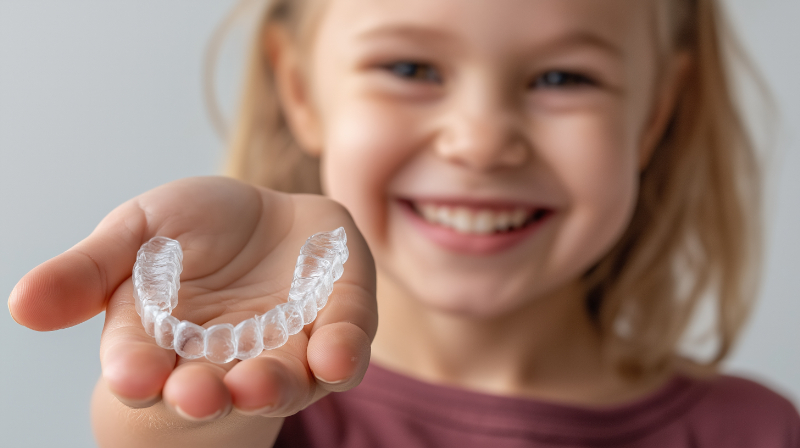 インビザライン・ファーストを見せる笑顔の女の子